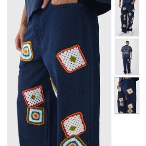 Men’s crochet denim jeans